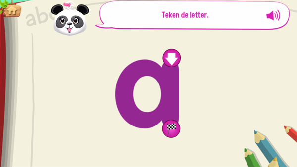 Letter leren lezen - Teken de letter a
